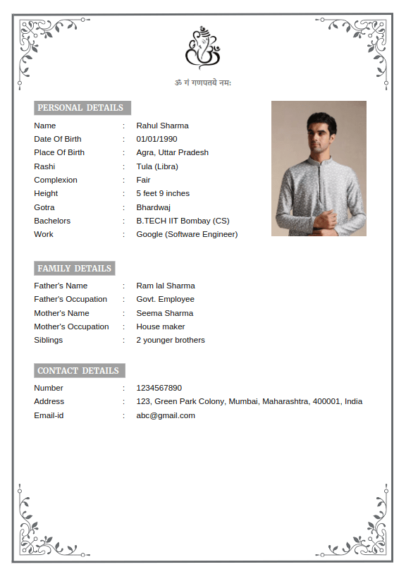 Marriage biodata template preview 3