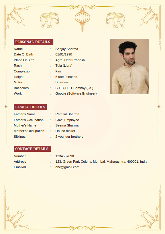 Marriage biodata template preview 5