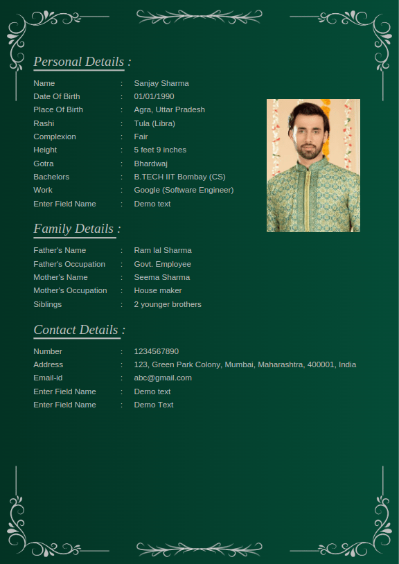 Marriage biodata template preview 6